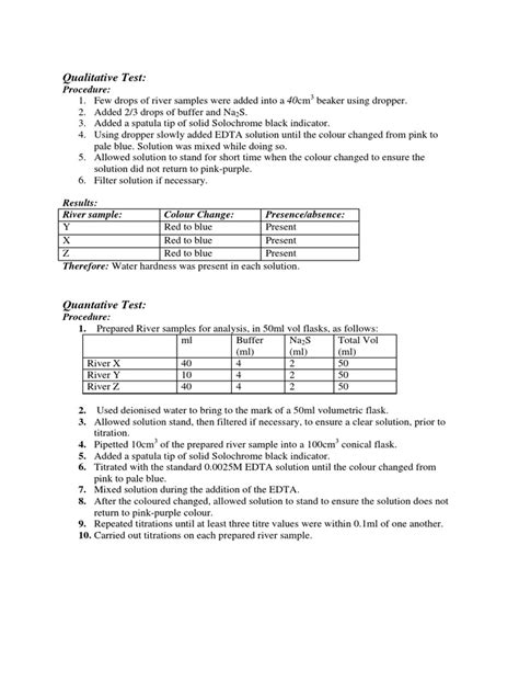 testing the hardness of water ap chem lab|hard water lab questions.